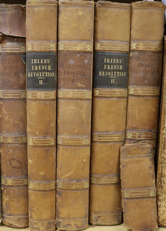 Thiers, Louis Adolphe - The History of the French Revolution, 5 vols, half calf, 8vo, scuffed, joints split, London 1838